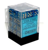 Chessex Phantom 36 * D6 Teal / Gold 12mm Chessex Dice (CHX27889)