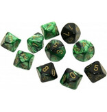 Chessex Gemini 10 * D10 Black-Green / Gold Chessex Dice (CHX26239)