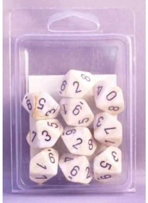 Marble 10 * D10 Ivory / Black Chessex Dice (CHX27202)