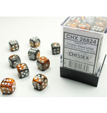 Chessex Gemini 36 * D6 Copper-Steel / White 12mm Chessex Dice (CHX26824)