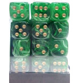 Chessex Vortex 36 * D6 Green / Gold 12mm Chessex Dice (CHX27835)