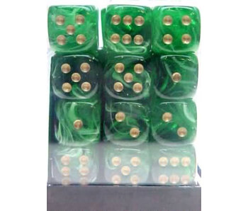 Vortex 36 * D6 Green / Gold 12mm Chessex Dice (CHX27835)