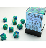 Chessex Gemini 36 * D6 Blue-Teal / Gold 12mm Chessex Dice (CHX26859)
