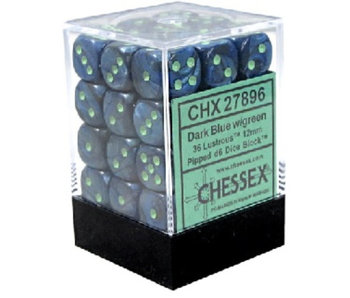 Lustrous 36 * D6 Dark Blue / Green 12mm Chessex Dice (CHX27896)