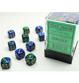 Chessex Gemini 36 * D6 Blue-Green / Gold 12mm Chessex Dice (CHX26836)