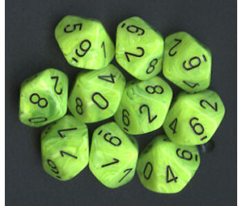 Vortex 10 * D10 Bright Green / Black Chessex Dice (CHX27230)