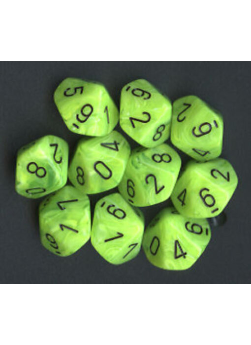 Vortex 10 * D10 Bright Green / Black Chessex Dice (CHX27230)