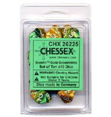 Chessex Gemini 10 * D10 Gold-Green / White Chessex Dice (CHX26225)