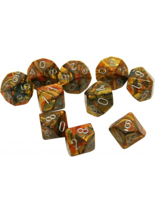 Lustrous 10 * D10 Gold / Silver Chessex Dice (CHX27293)