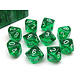 Translucent 10 * D10 Green / White - New Version Chessex Dice (CHX23275)