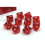 Chessex Translucent 10 * D10 Red / White - New Version Chessex Dice (CHX23274)