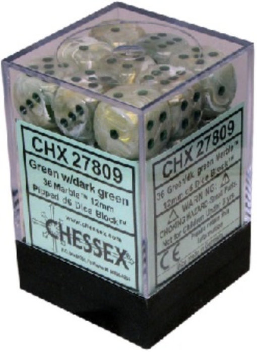 Marble 36 * D6 Green / Dark Green 12mm Chessex Dice (CHX27809)