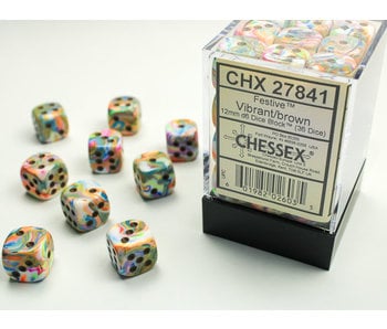 Festive 36 * D6 Vibrant / Brown 12mm Chessex Dice (CHX27841)