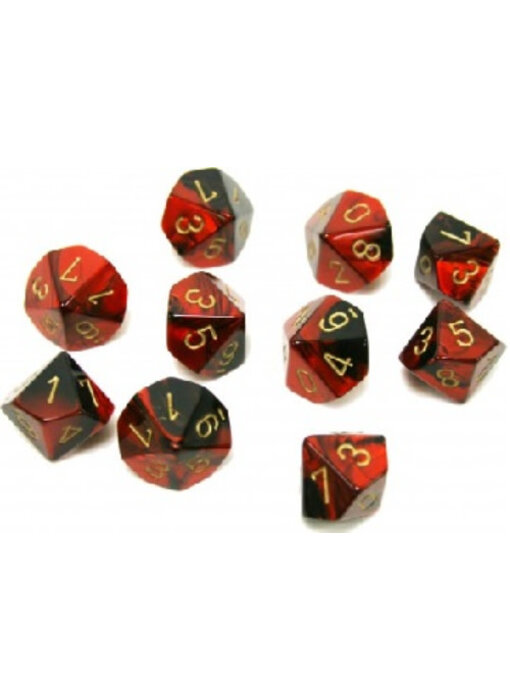 Gemini 10 * D10 Black-Red / Gold Chessex Dice (CHX26233)