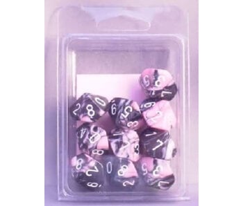 Gemini 10 * D10 Black-Pink / White Chessex Dice (CHX26230)