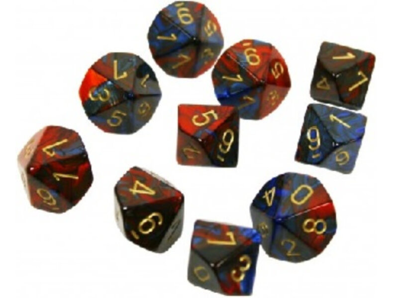 Chessex Gemini 10 * D10 Blue-Red / Gold Chessex Dice (CHX26229)