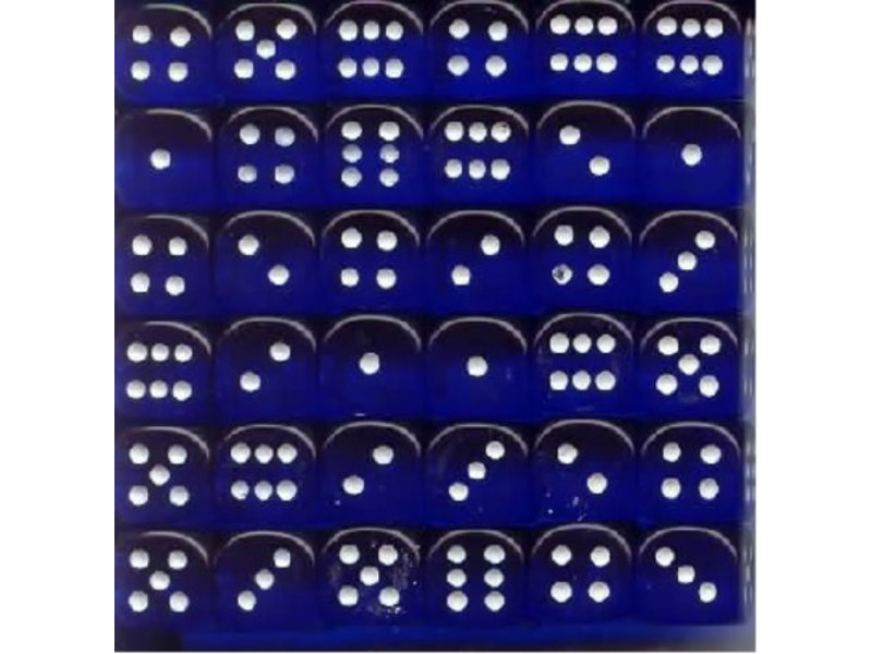 Chessex Translucent 36 * D6 Blue / White 12mm Chessex Dice (CHX23806)