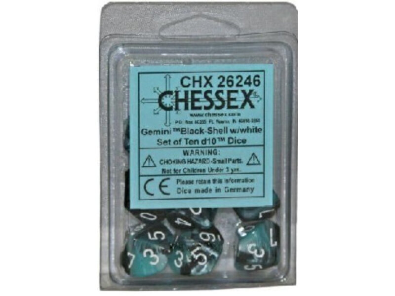 Chessex Gemini 10 * D10 Black-Shell /  White Chessex Dice (CHX26246)