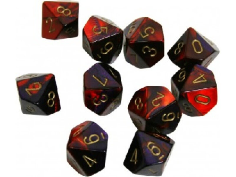 Chessex Gemini 10 * D10 Purple-Red / Gold Chessex Dice (CHX26226)