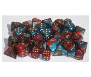 Gemini 10 * D10 Red-Teal / Gold Chessex Dice (CHX26262)