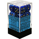 Vortex 12 * D6 Blue / Gold 16mm Chessex Dice (CHX27636)