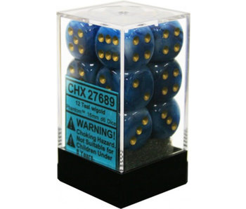 Phantom 12 * D6 Teal / Gold 16mm Chessex Dice (CHX27689)