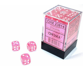 Translucent 36 * D6 Pink / White 12mm Chessex Dice (CHX23814)