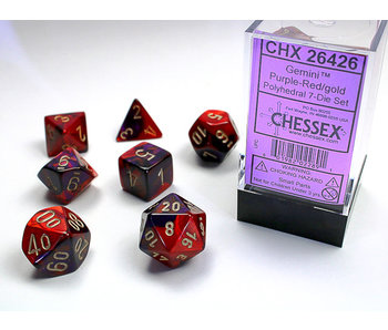 Gemini 7-Die Set Purple-Red / Gold Chessex Dice (CHX26426)