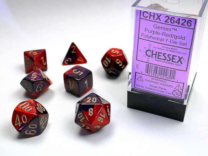 Chessex Gemini 7-Die Set Purple-Red / Gold Chessex Dice (CHX26426)