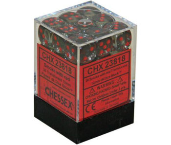 Translucent 36 * D6 Smoke / Red 12mm Chessex Dice (CHX23818)