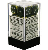 Chessex Leaf 12 * D6 Black Gold / Silver 16mm Chessex Dice (CHX27618)