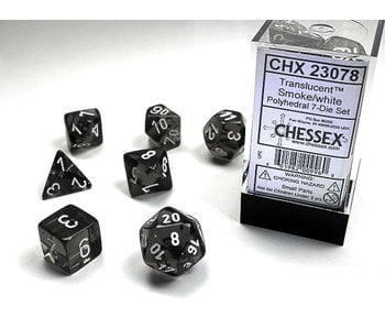 Translucent 7-Die Set Smoke W / White Chessex Dice (CHX23078)