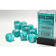 Cirrus 12 * D6 Aqua / Silver 16mm Chessex Dice (CHX27665)