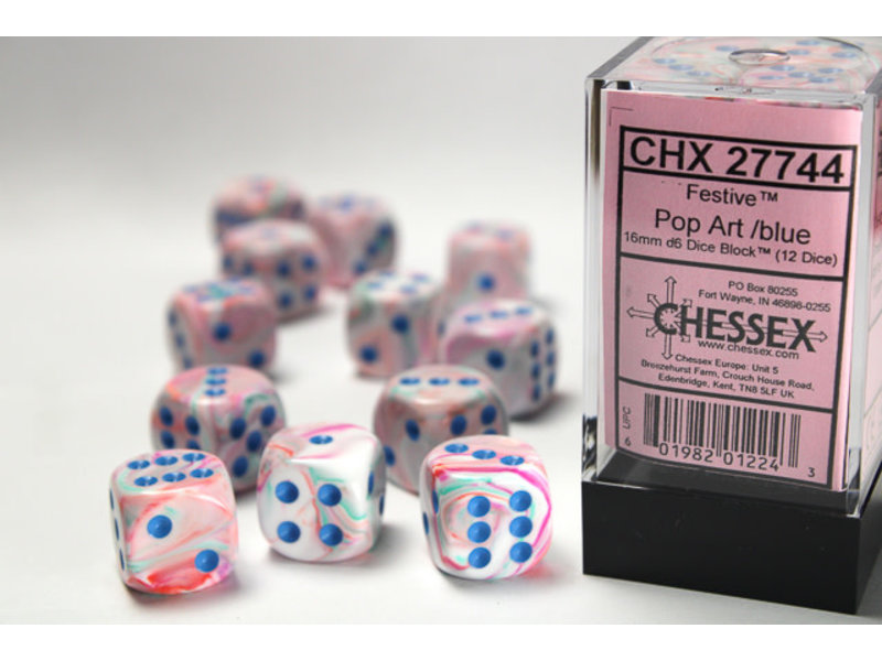 Chessex Festive 12 * D6 Pop-Art / Blue 16mm Chessex Dice (CHX27744)