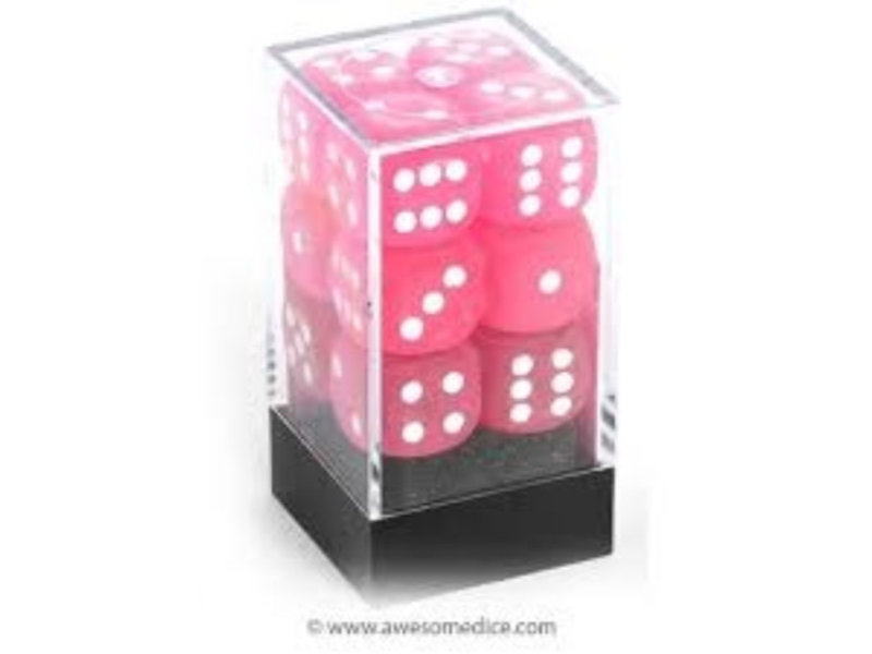 Chessex Frosted 12 * D6 Pink / White 16mm Chessex Dice (CHX27664)