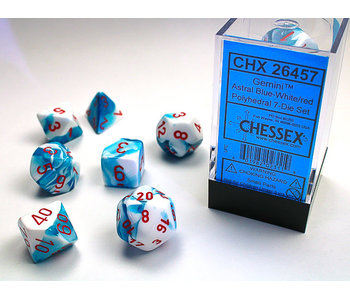 Gemini 7-Die Astral-Blue / Red Chessex Dice (CHX26457)