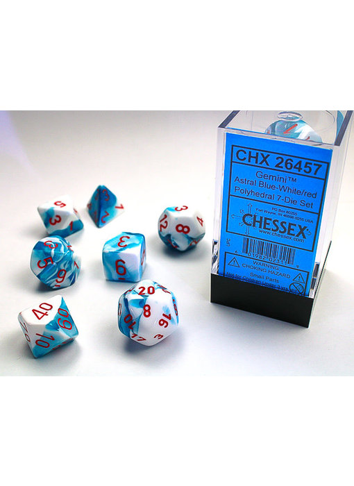 Gemini 7-Die Astral-Blue / Red Chessex Dice (CHX26457)