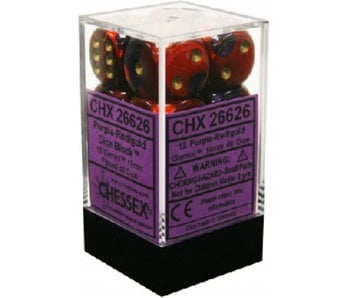 Gemini 12 * D6 Purple-Red / Gold 16mm Chessex Dice (CHX26626)