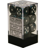 Chessex Gemini 12 * D6 Steel-Teal / White 16mm Chessex Dice (CHX26656)