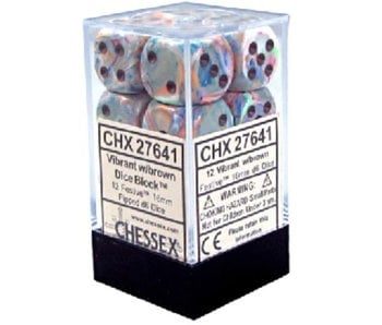 Festive 12 * D6 Vibrant / Brown 16mm Chessex Dice (CHX27641)