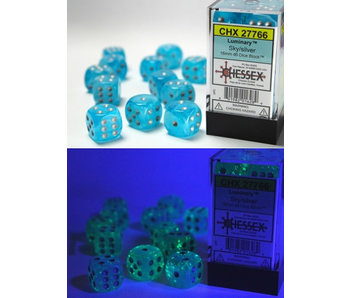 Luminary 12 * D6 Sky W / Silver 16mm Chessex Dice (CHX27766)