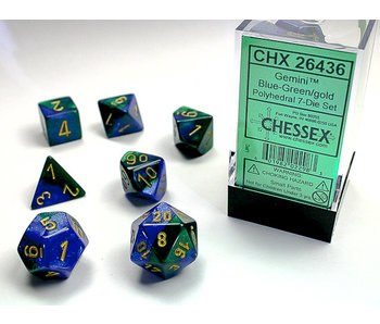 Gemini 7-Die Set Blue-Green / Gold Chessex Dice (CHX26436)