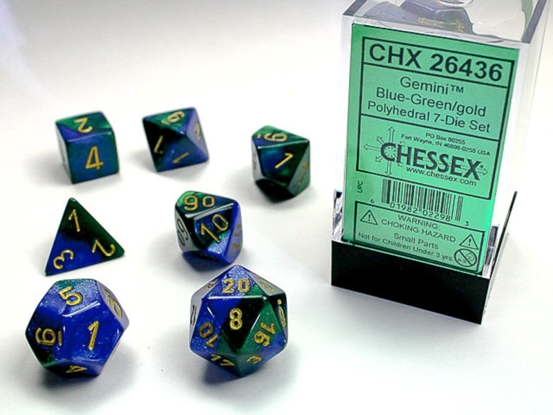 Chessex Gemini 7-Die Set Blue-Green / Gold Chessex Dice (CHX26436)