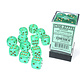 Borealis 12 * D6 Light Green / Gold 16mm Luminary Chessex Dice (CHX27775)
