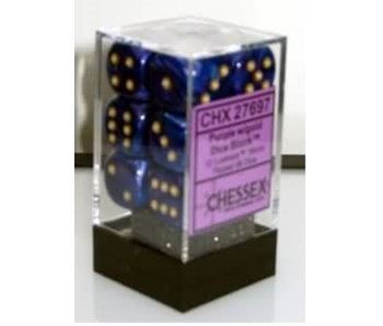 Lustrous 12 * D6 Purple / Gold 16mm Chessex Dice (CHX27697)