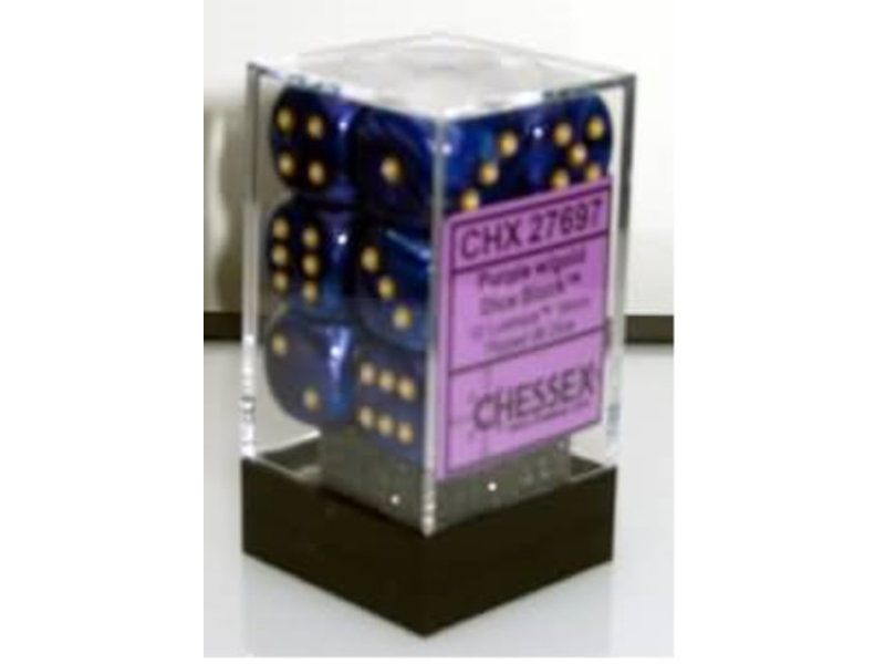 Chessex Lustrous 12 * D6 Purple / Gold 16mm Chessex Dice (CHX27697)