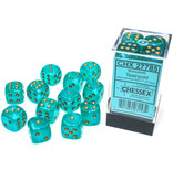 Chessex Borealis 12 * D6 Teal / Gold 16mm Luminary Chessex Dice (CHX27785)