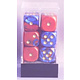 Gemini 12 * D6 Blue-Red / Gold 16mm Chessex Dice (CHX26629)