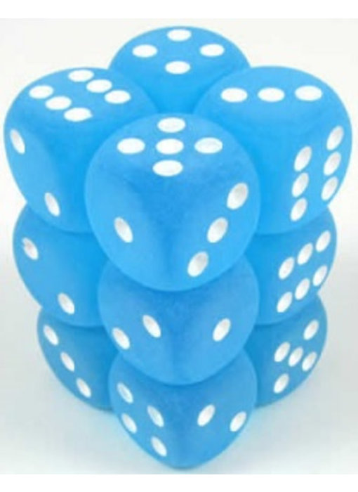 Frosted 12 * D6 Caribbean Blue 16mm Chessex Dice (CHX27616)