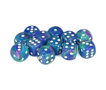 Festive 12 * D6 Waterlily / White 16mm Chessex Dice (CHX27746)